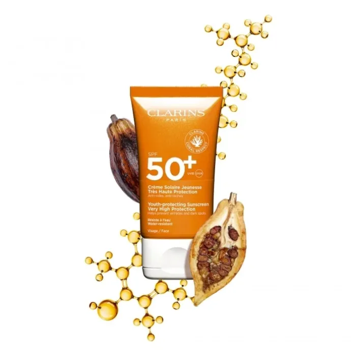 CLARINSCrème Solaire Jeunesse Très Haute Protection Visage SPF50+ Anti-Rides, Anti-Tâches