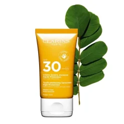 CLARINSCrème Solaire Jeunesse Haute Protection Visage SPF30 Anti-Rides, Anti-Tâches