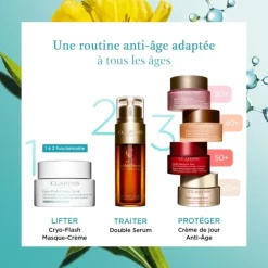 CLARINSCryo-Flash Masque-Crème                Soin Masque Anti-Âge Effet Lift Immédiat, Fermeté & Éclat