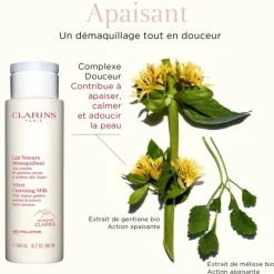 CLARINSLait Velours Démaquillant                 Aux Extraits de Gentiane Jaune & Mélisse des Alpes
